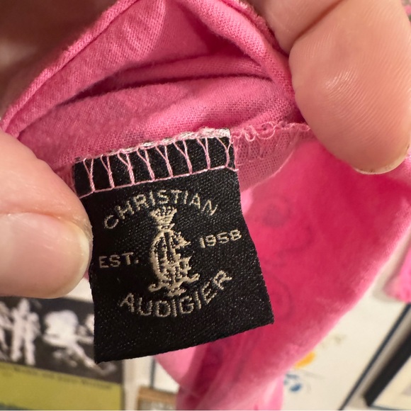Y2K Christian Audigier Pink Graphic Long Sleeve Tee - size M - Picture 10 of 16